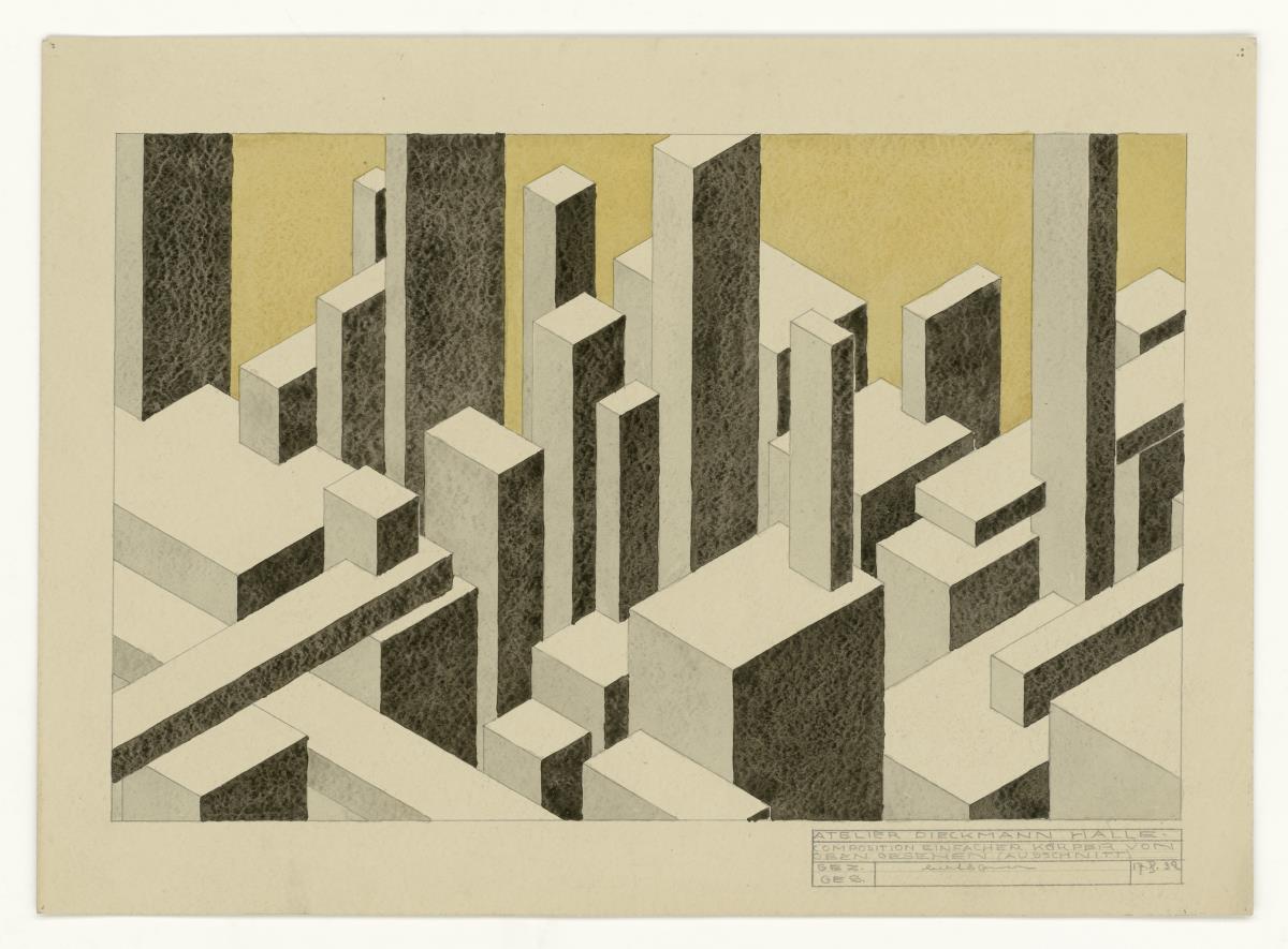 Komposition einfacher Körper, Aufsicht (Kompositionsstudien, geometrisch)