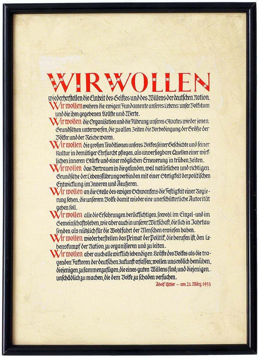 Wir wollen...
