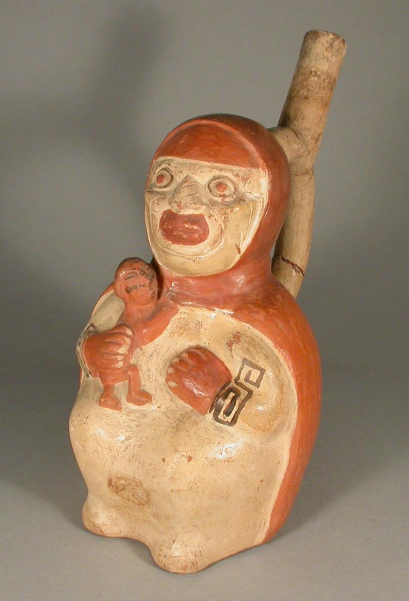 Sitzende anthropomorphe Figur mit Kind