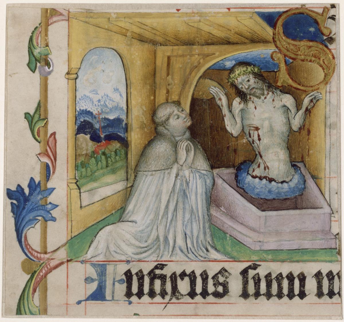 Initialminiatur S(alvum me fac), Antiphonarium Officii, Fragment, Klosterneuburg, Illuminator Michael