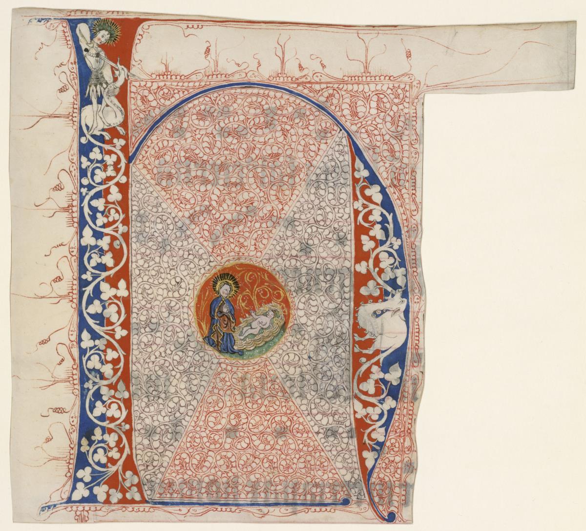 Initiale H(odie), Geburt Christi, Antiphonarium Officii, Fragment