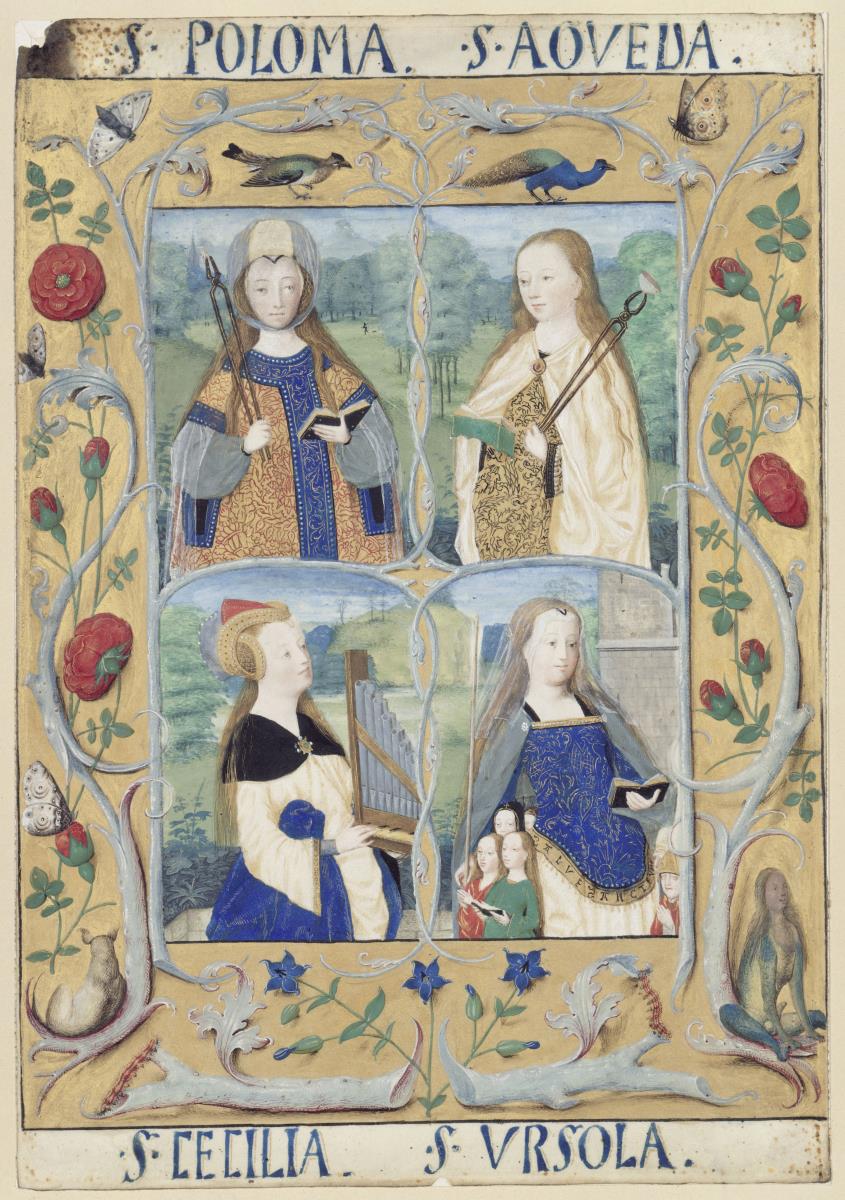 Die Heiligen Apollonia, Agathe, Cäcilia und Ursula.