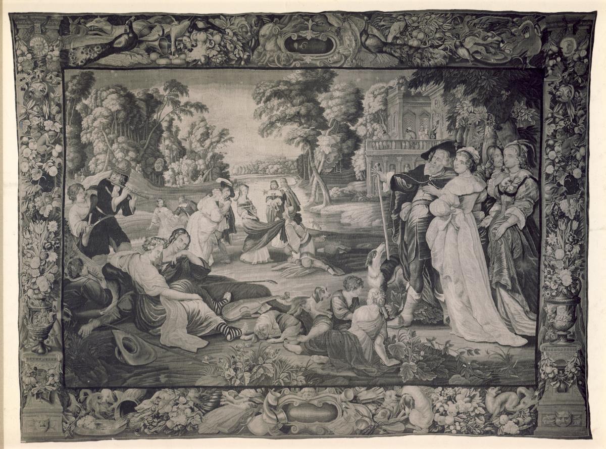 Bildteppich mit einer Parkszene nach Rubens
