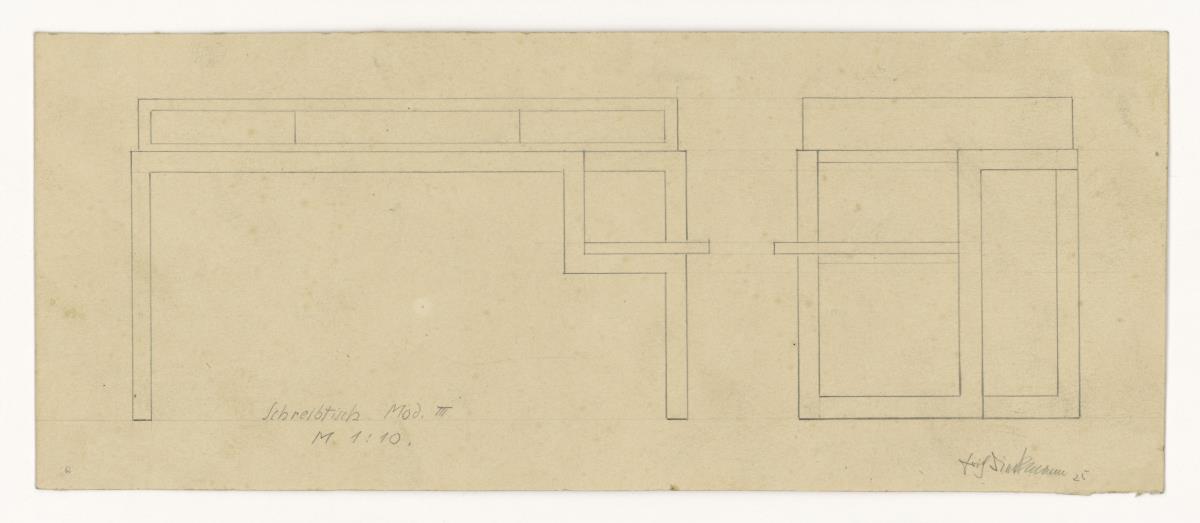Schreibtisch, Mod. III (Möbelentwürfe, Schreibtische)