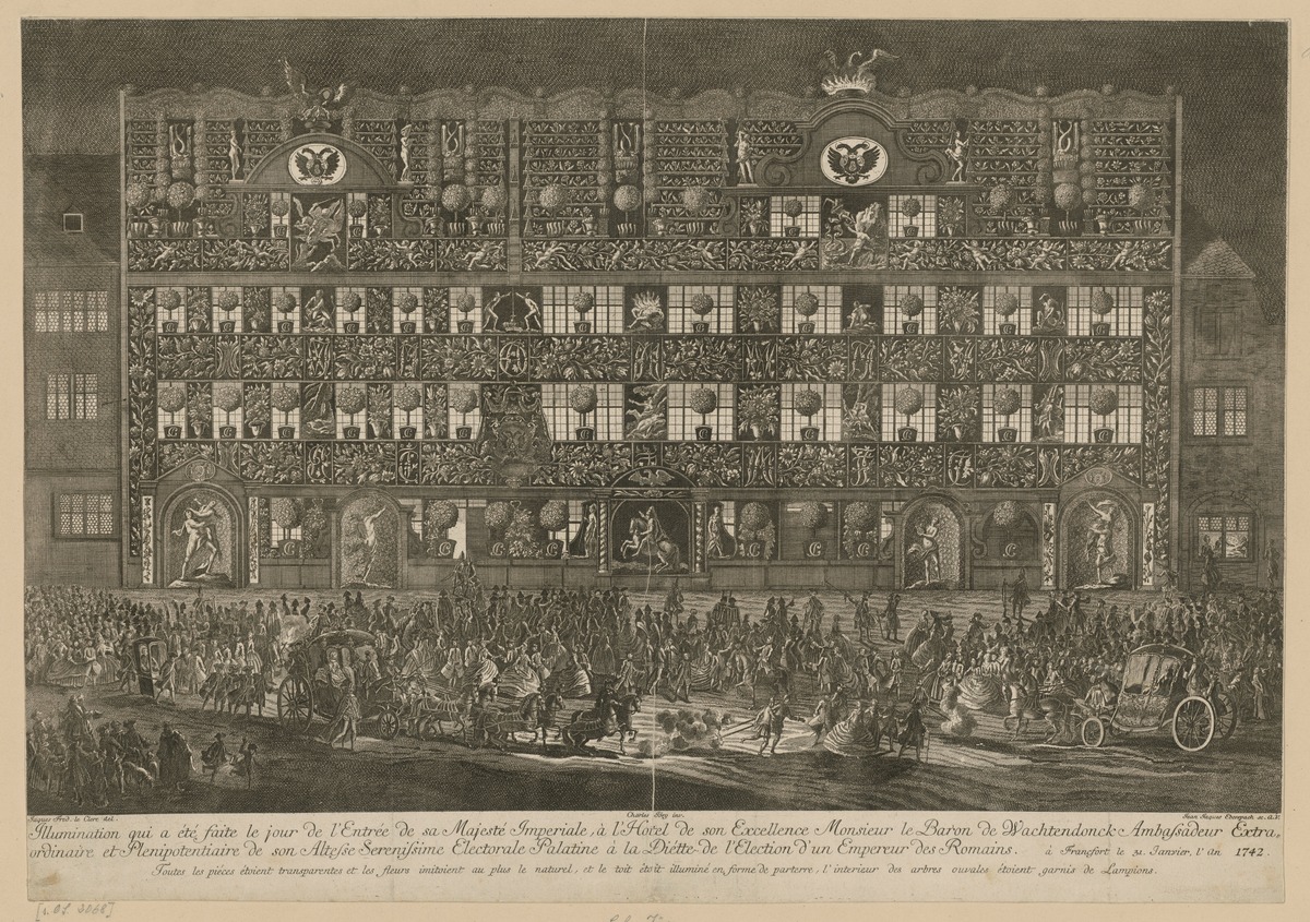 Illumination des Palais Wachtendonck zur Krönung Karls VII. in Frankfurt am Main 1742