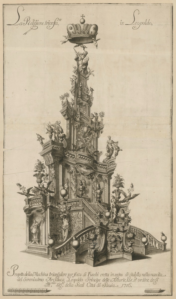 Feuerwerksaufbau zur Geburt von Leopold Johann von Österreich in Pavia 1716