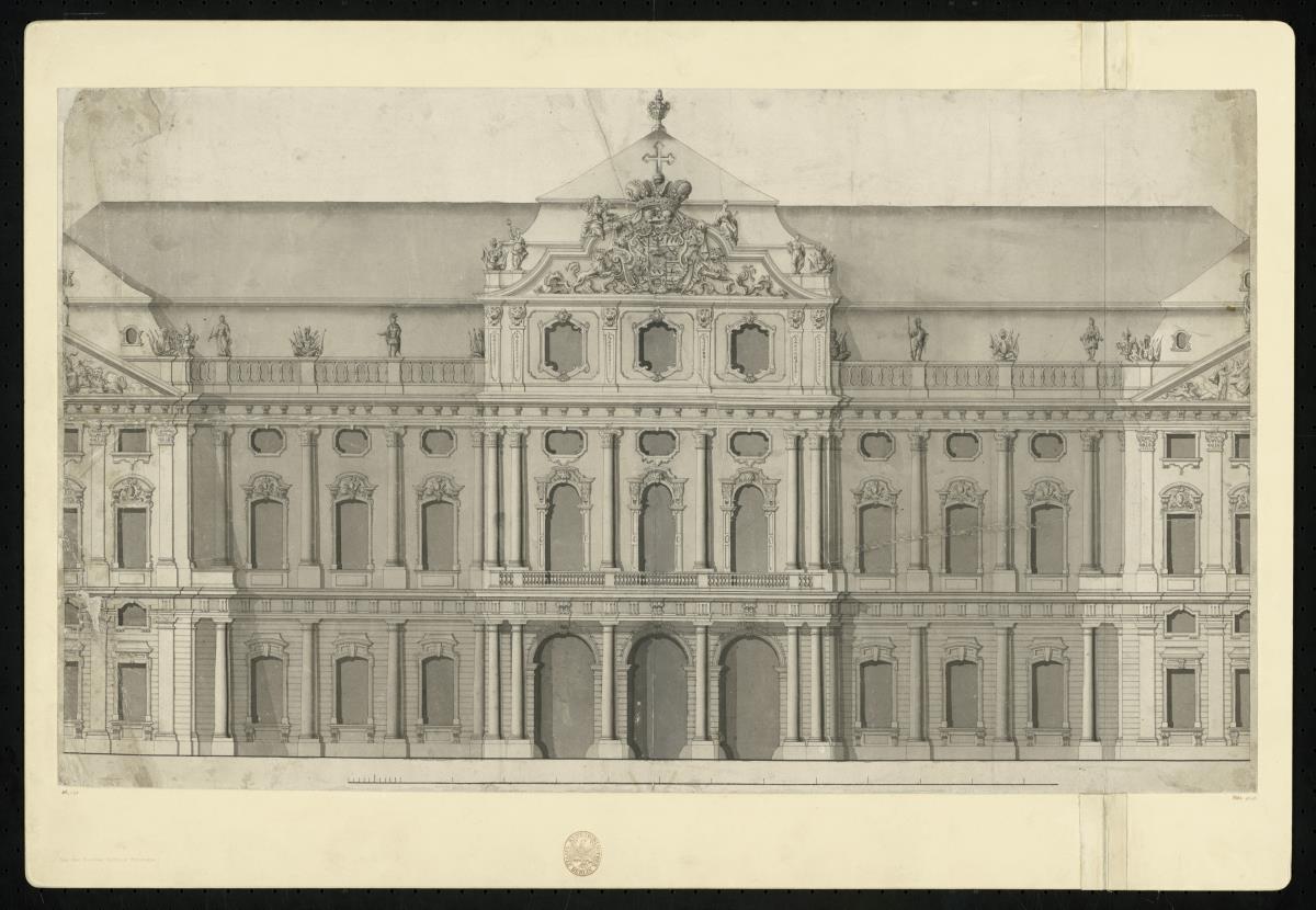 Entwurf für die Fassade der Ehrenhofwand der Würzburger Residenz