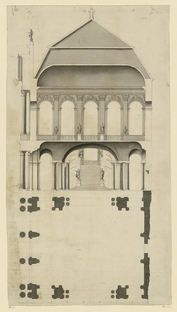 Querschnitt durch das Treppenhaus der Würzburger Residenz