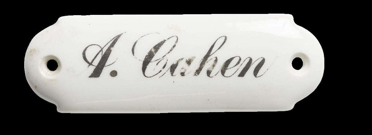 Namensschild "A. Cahen"