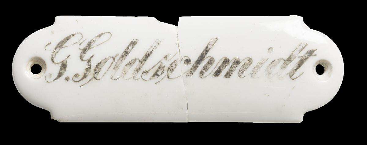 Namensschild "G. Goldschmidt"