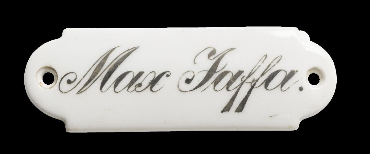 Namensschild "Max Jaffa."