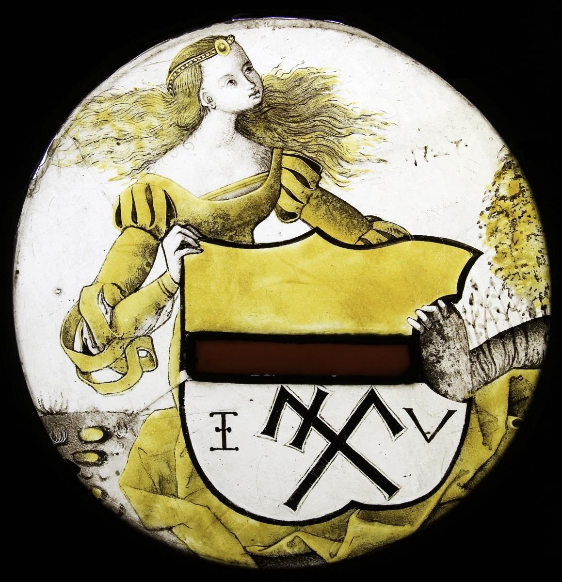 Schildhalterin mit unbekanntem Wappen