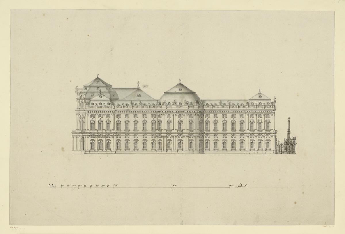 Aufriss der Nordseite der Würzburger Residenz