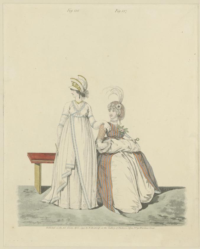Gallery of Fashion, Fig. 136, 137: Concert Room. Evening Dresses