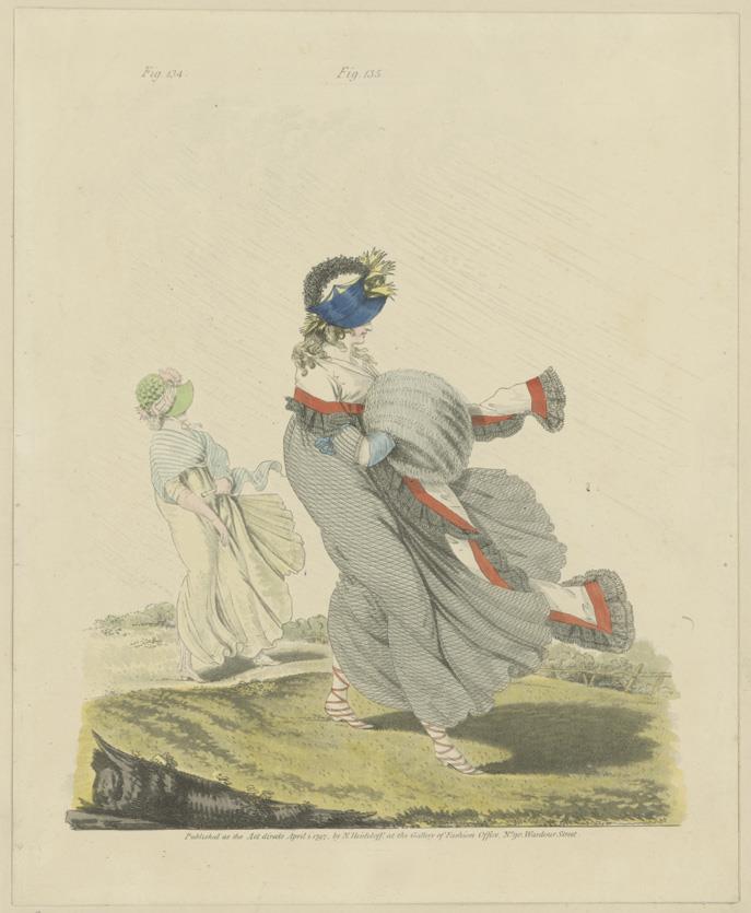 Gallery of Fashion, Fig. 134, 135: Hyde Park. Morning Dresses