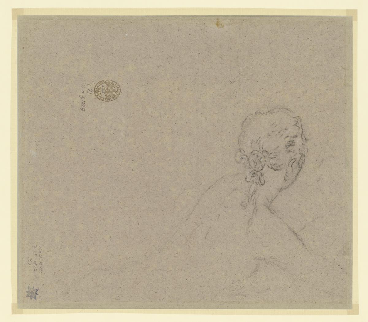 Frauenkopf von hinten gesehen - Kopfstudie zu einer badenden Nymphe im Diana-Bad (Studie zu Pygmalion im Konzertzimmer von Schloss Sanssouci)
