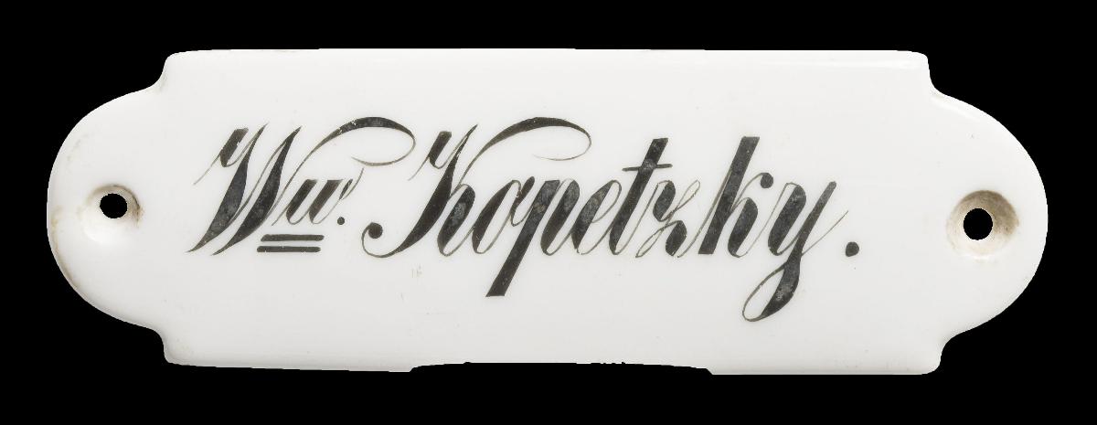 Namensschild "Ww. Kopetzky."