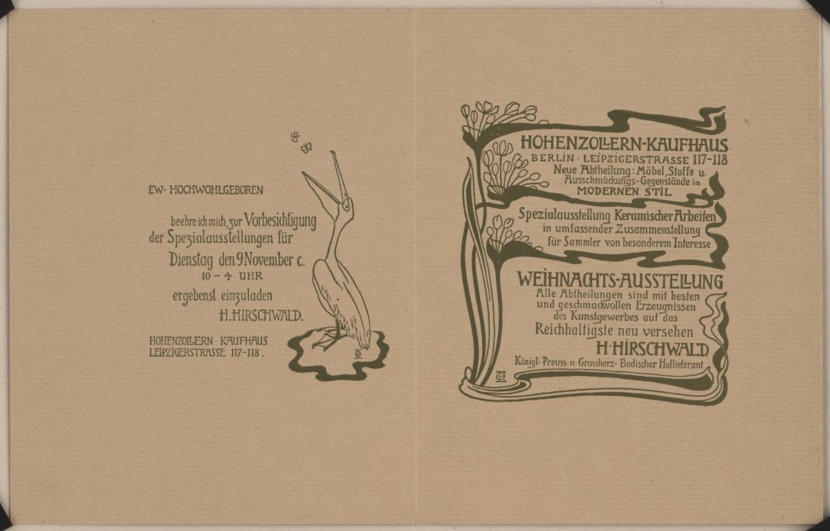Hohenzollern-Kaufhaus Vorbesichtigung der Spezialausstellung (am 9. November 1900)