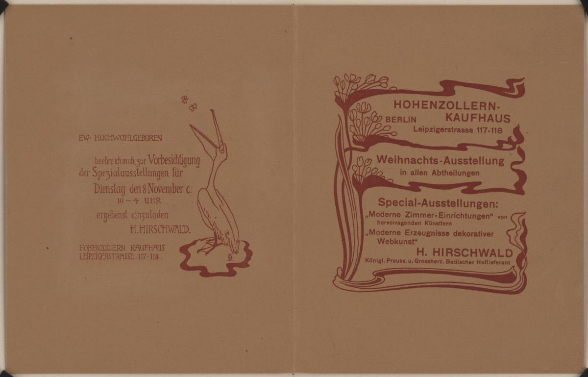 Hohenzollern-Kaufhaus Vorbesichtigung der Spezialausstellung (am 8. November 1898)