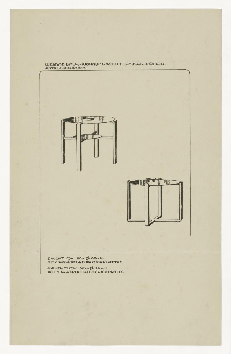 zwei Rauchtische mit Messingplatten (Möbelentwürfe, Tische)