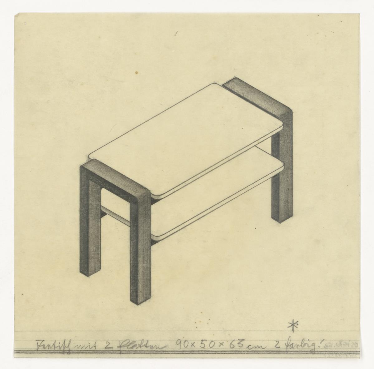 Teetisch mit zwei Platten (Möbelentwürfe, Tische)