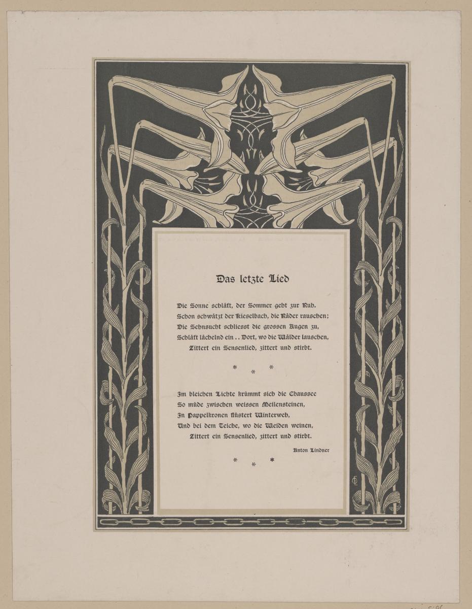 Umrahmung Gedicht Das letzte Lied von Anton Lindner (in PAN Heft 5/ 1896 S. 298)
