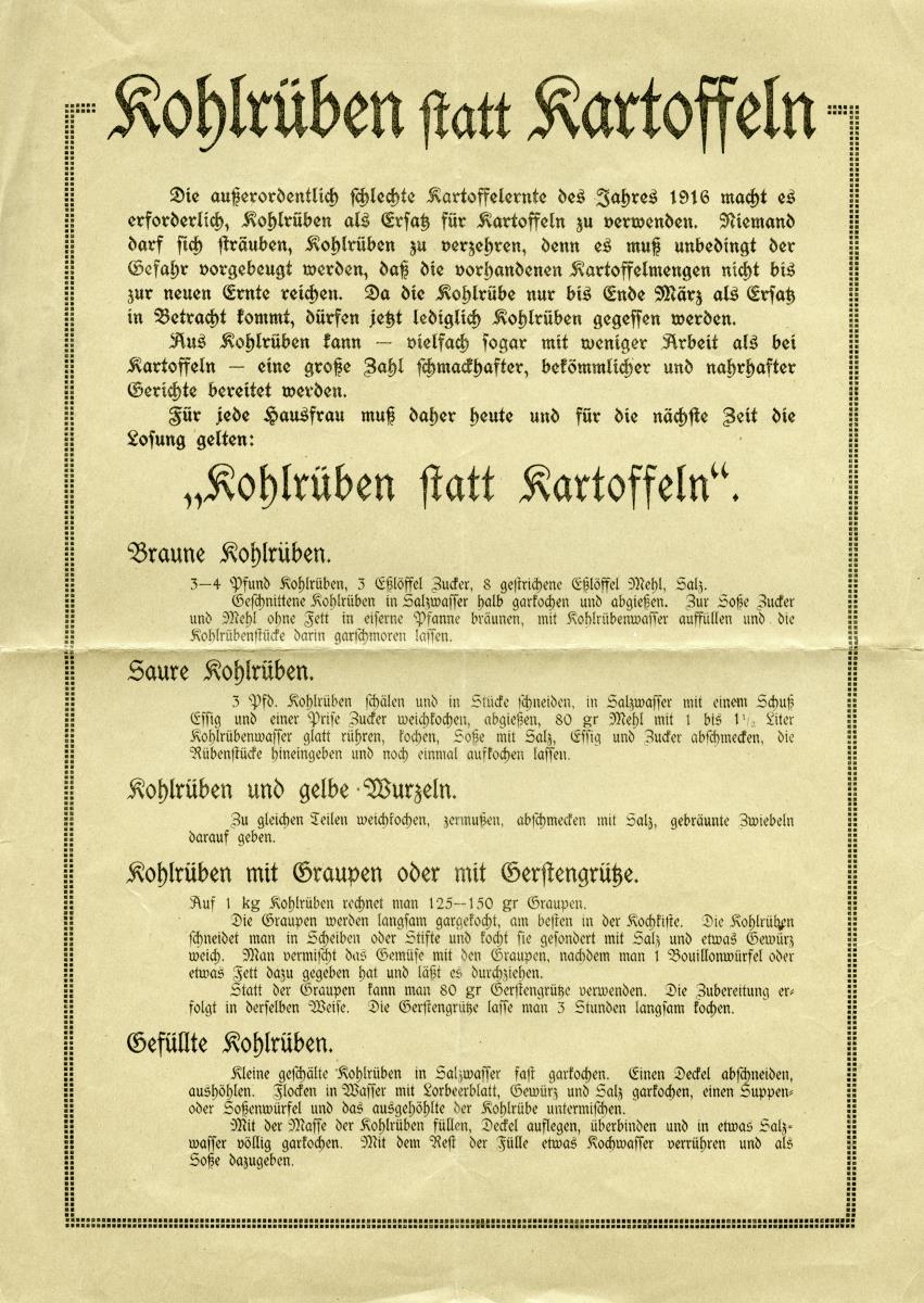 Kohlrüben statt Kartoffeln