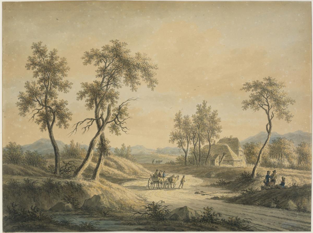 Dünenlandschaft bei Haarlem mit Pferdekarren