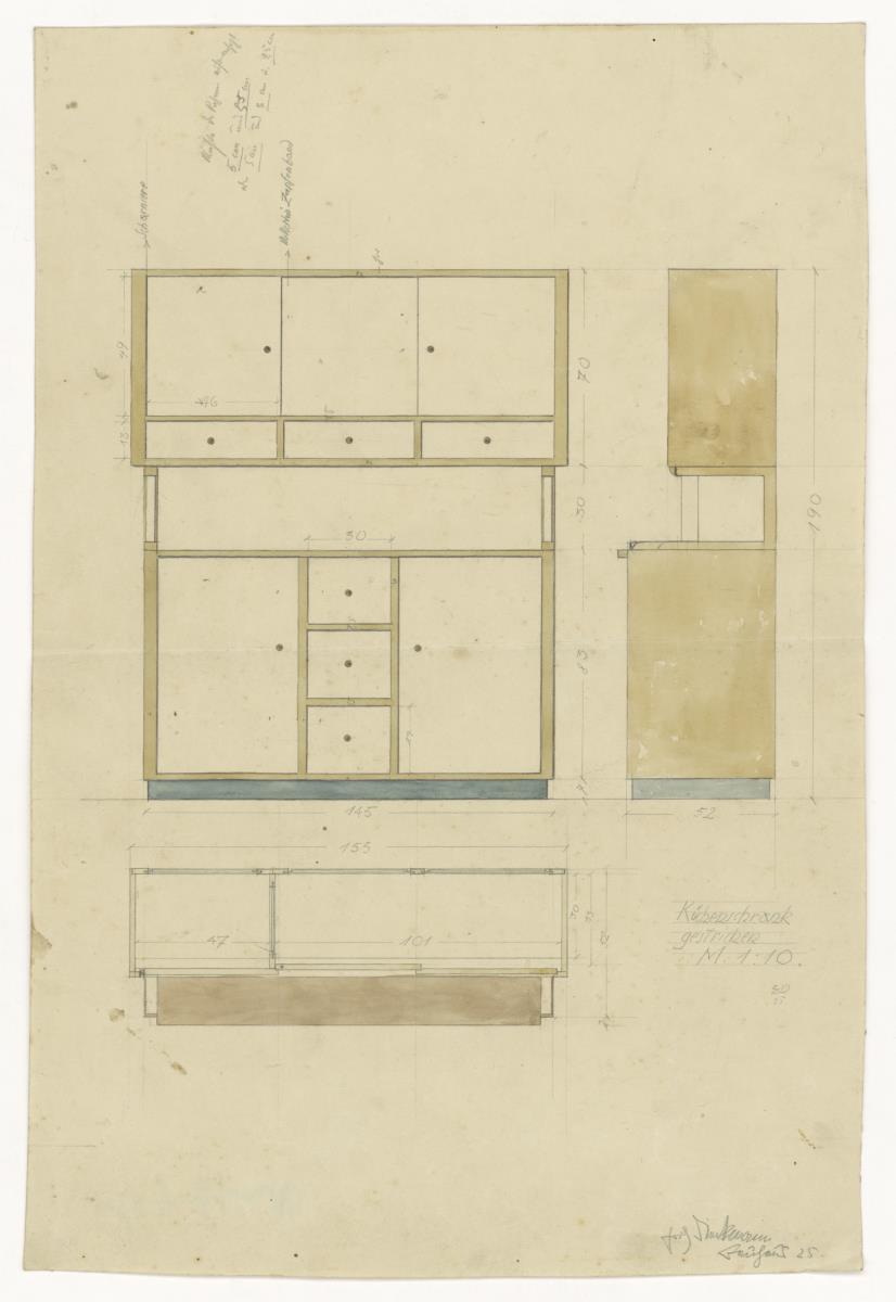Küchenschrank, gestrichen (Möbelentwürfe, Körpermöbel, Schränke)