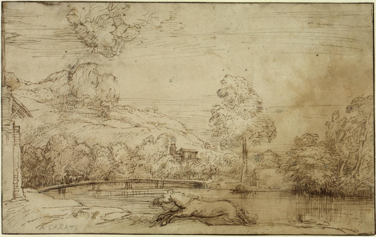 Landschaft mit einem Pferd