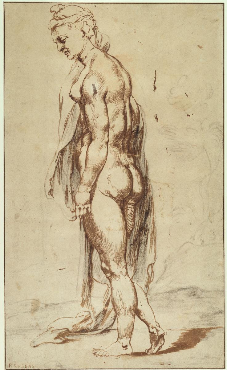 Stehender weiblicher Akt (nach der Kleinbronze "Judith", 1510-1515, von Conrad Meit und dem Kupferstich "Nemesis", 1501, von Albrecht Dürer)