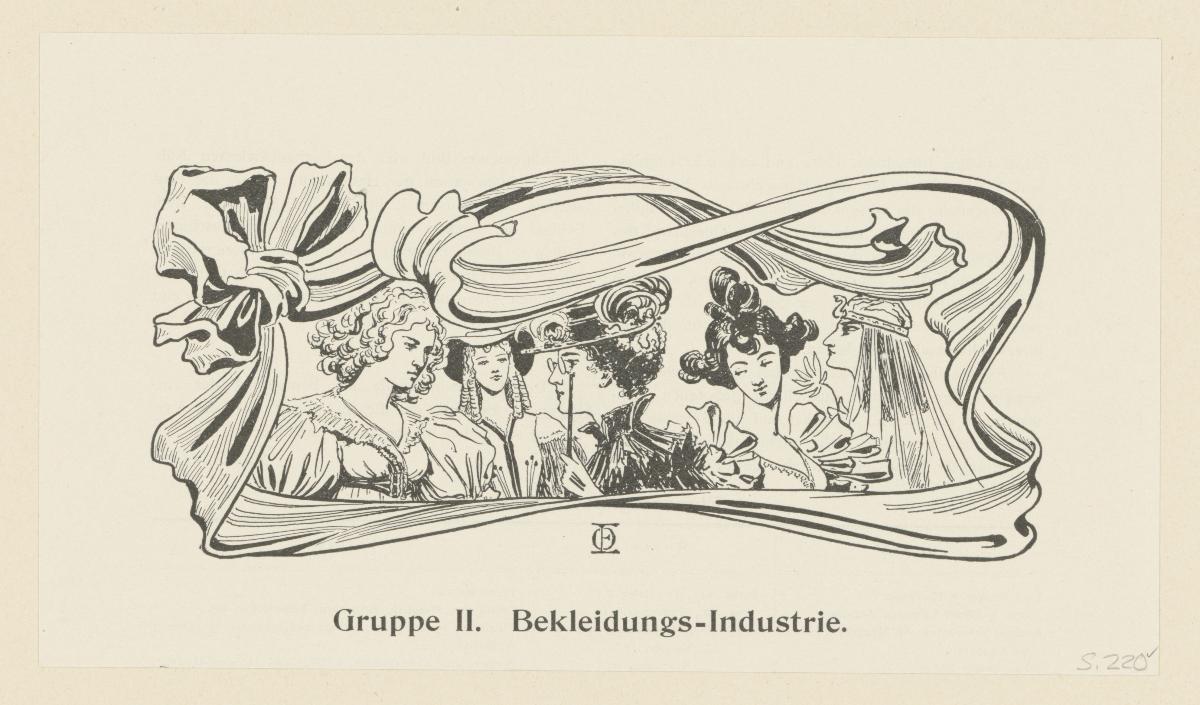 Gruppe II. Bekleidungs-Industrie (in Berlin und seine Arbeit, Amtlicher Bericht der Berliner Gewerbe-Ausstellung 1896, S. 220)