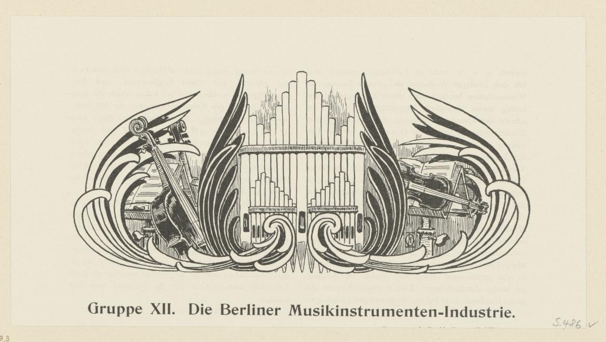 Gruppe XII. Die Berliner Musikinstrumenten-Industrie (in Berlin und seine Arbeit, Amtlicher Bericht der Berliner Gewerbe-Ausstellung 1896, S. 486)