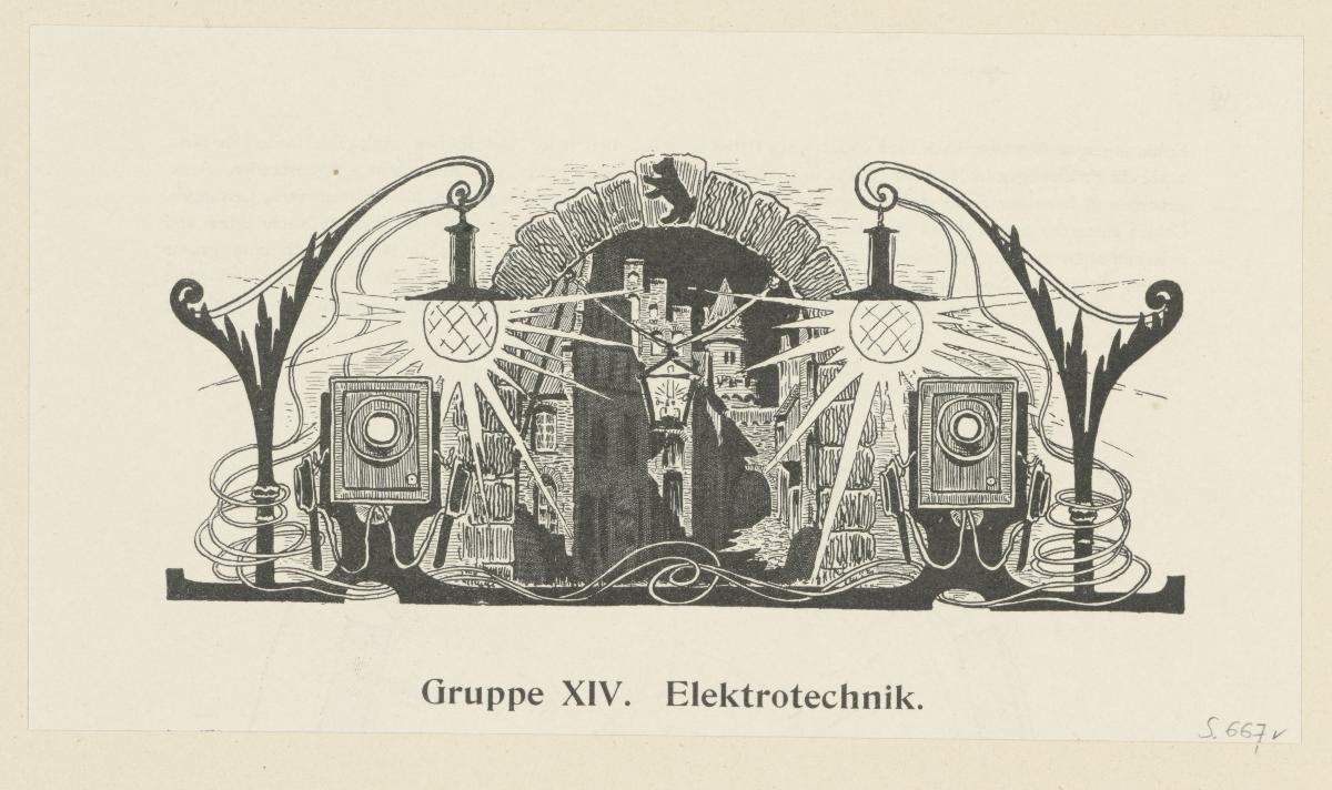 Gruppe XIV. Elektrotechnik (in Berlin und seine Arbeit, Amtlicher Bericht der Berliner Gewerbe-Ausstellung 1896, S. 667)