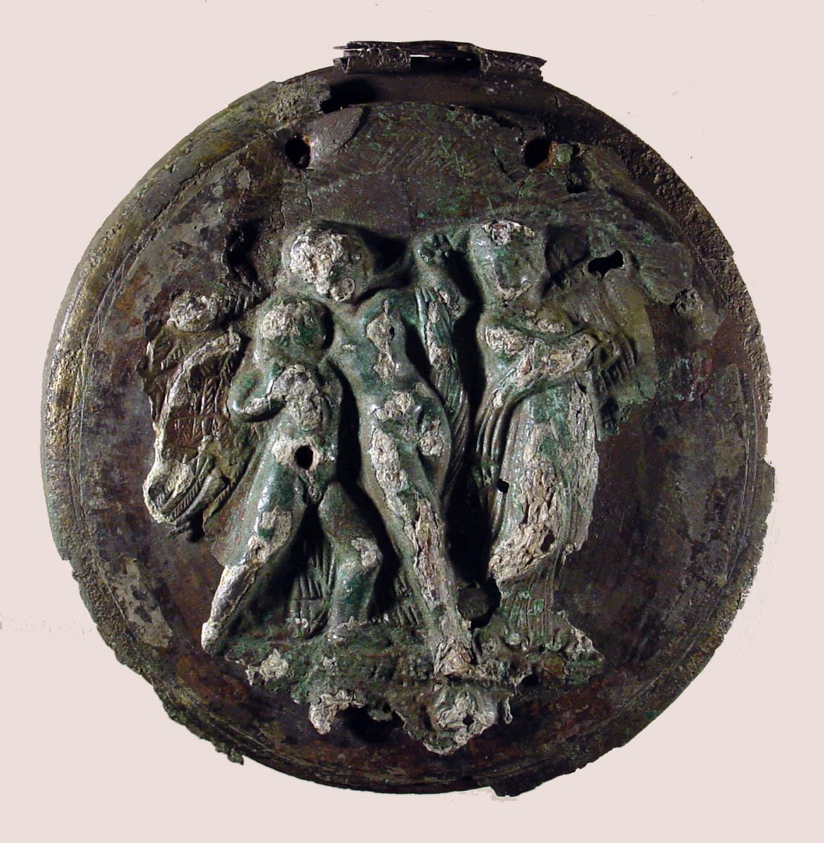 Klappspiegel mit Bacchus und Amor