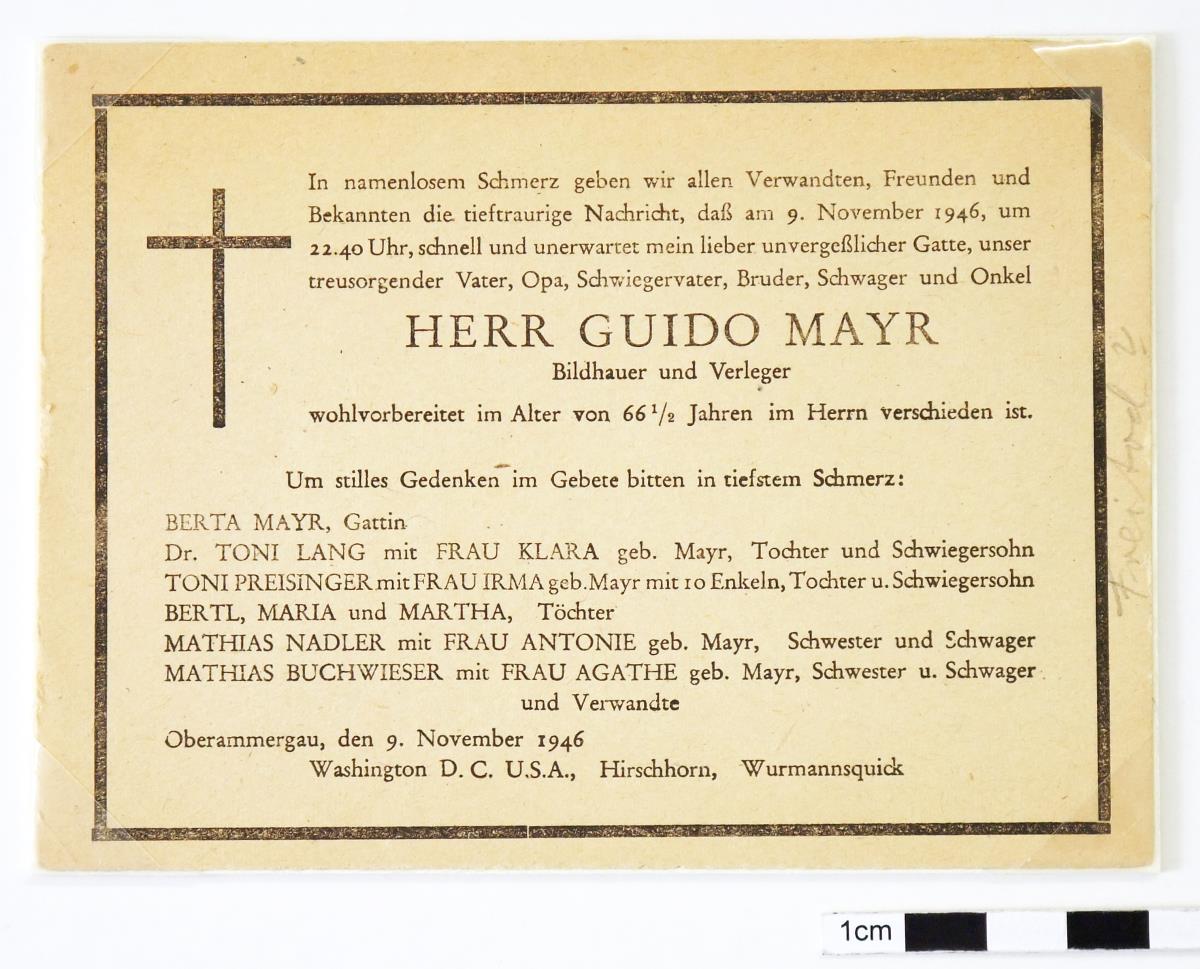 Herr Guido Mayr Bildhauer und Verleger ...