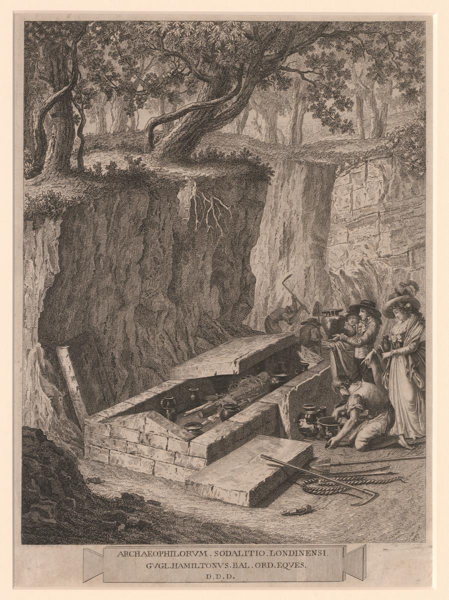 Archaeophilorum. Sodalitio. Londinensi: Lord und Lady Hamilton bei der Freilegung eines antiken Grabes bei Nola