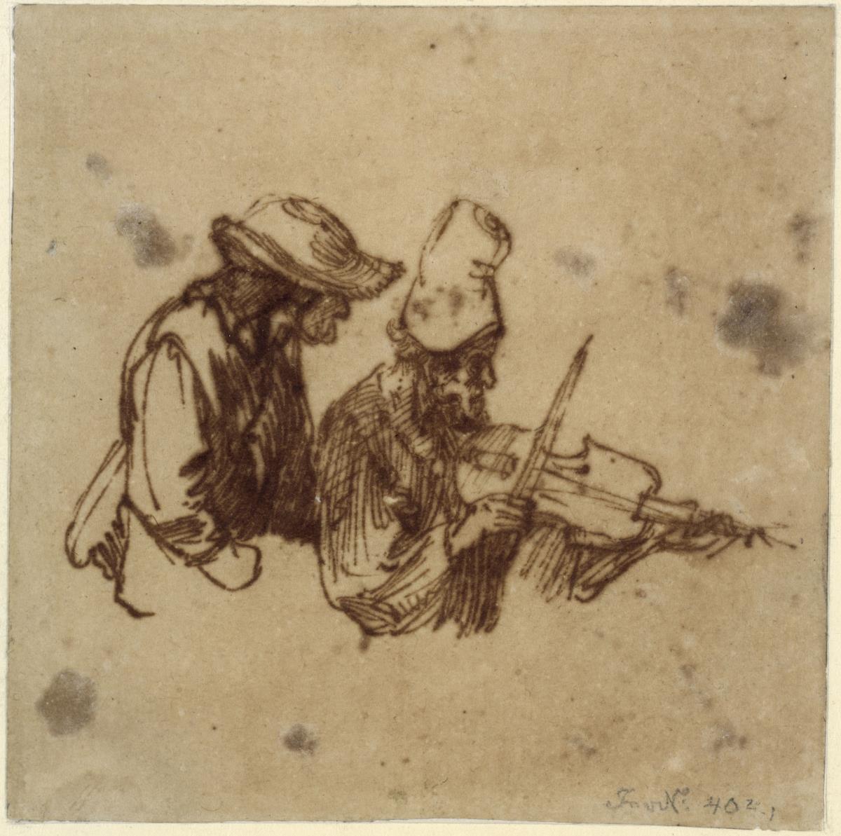 Violinspieler und alte Frau