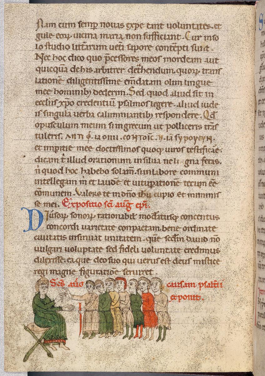 Augustin erklärt den vor ihm stehenden Männern den Psalter