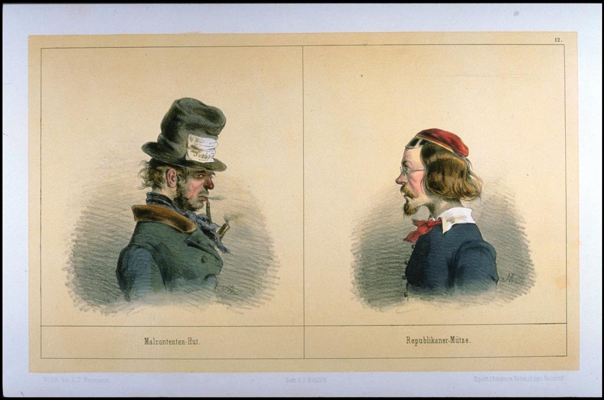 Malcontenten-Hut und Republikaner-Mütze