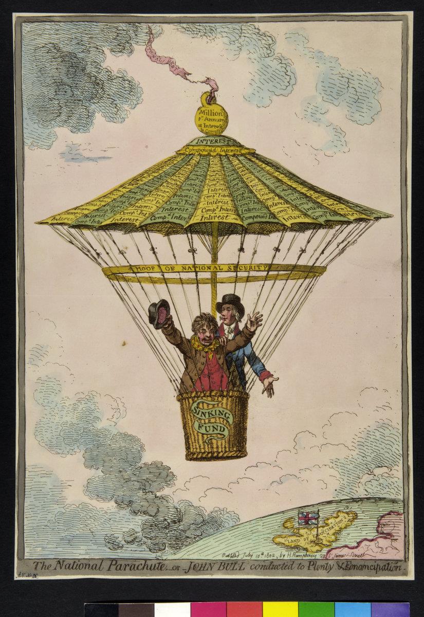 The national parachute - or - John Bull conducted to plenty & emancipation