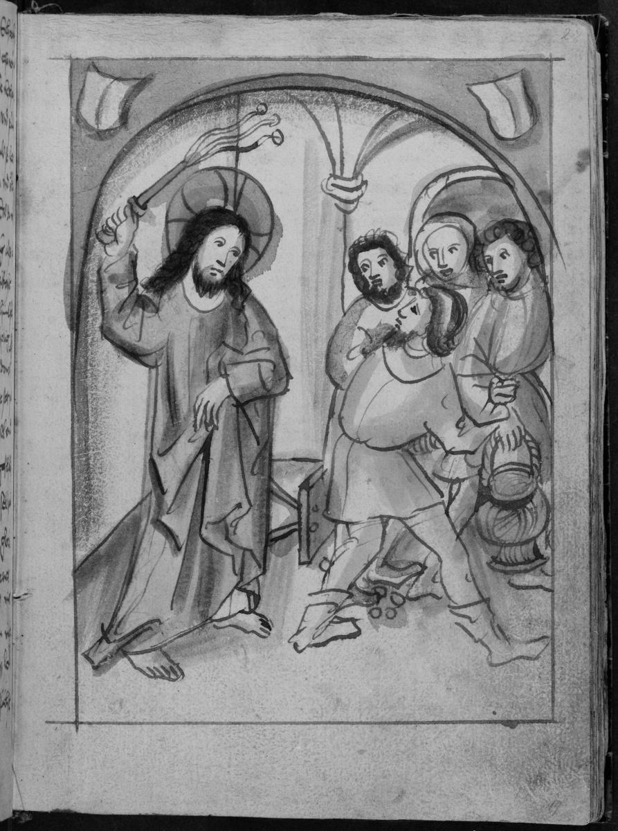 Vertreibung der Händler aus dem Tempel, aus dem "Skizzenbuch des Michel Wolgemut"