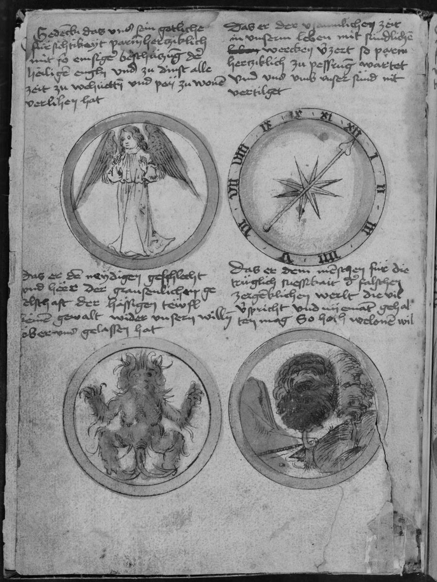 Text und Medaillons, aus dem "Skizzenbuch des Michel Wolgemut"