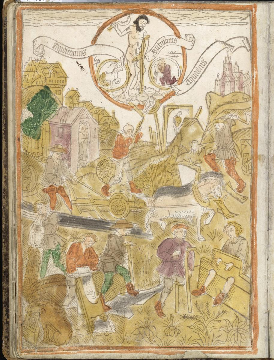 Planetenbuch (Blockbuch), Bl. 22 verso - Wirkung der Planeten, Saturn