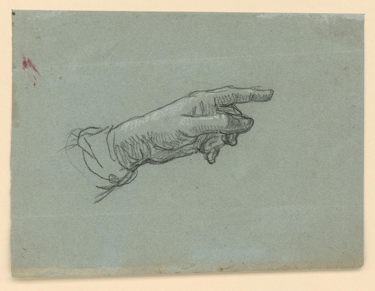 Weisende männliche linke Hand