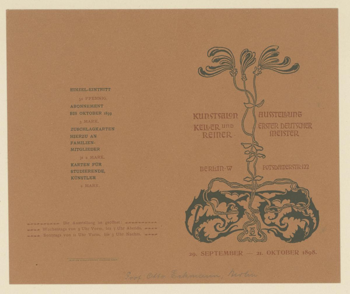 Ausstellung erster deutscher Meister (29. September - 21. Oktober 1898)