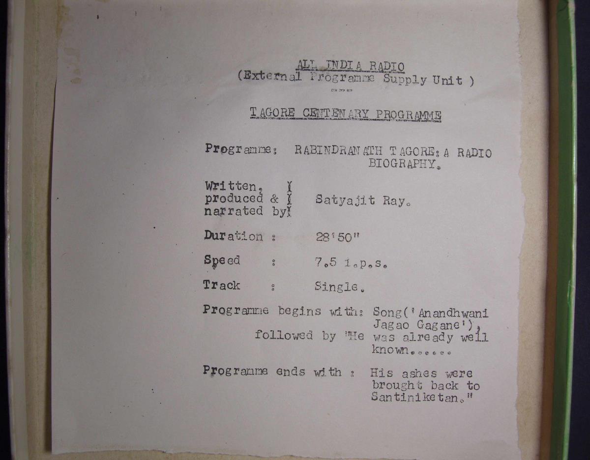 Tagore Centenary Programme, All India Radio (External Programme Supply Unit)