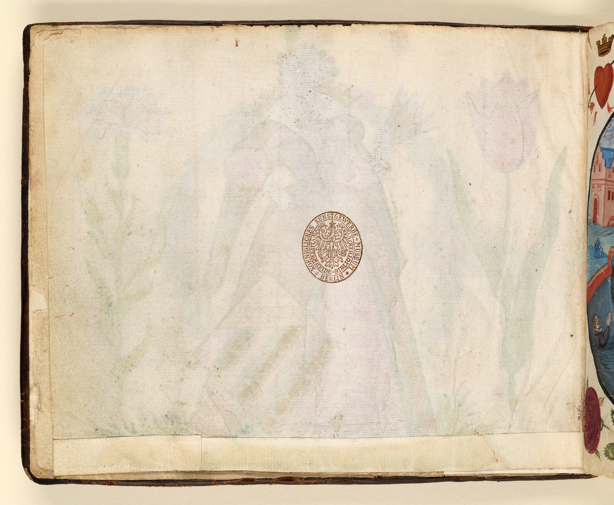 Stamm- und Gedichtbuch der Antoinette de Longueval: Dame mit Fächer