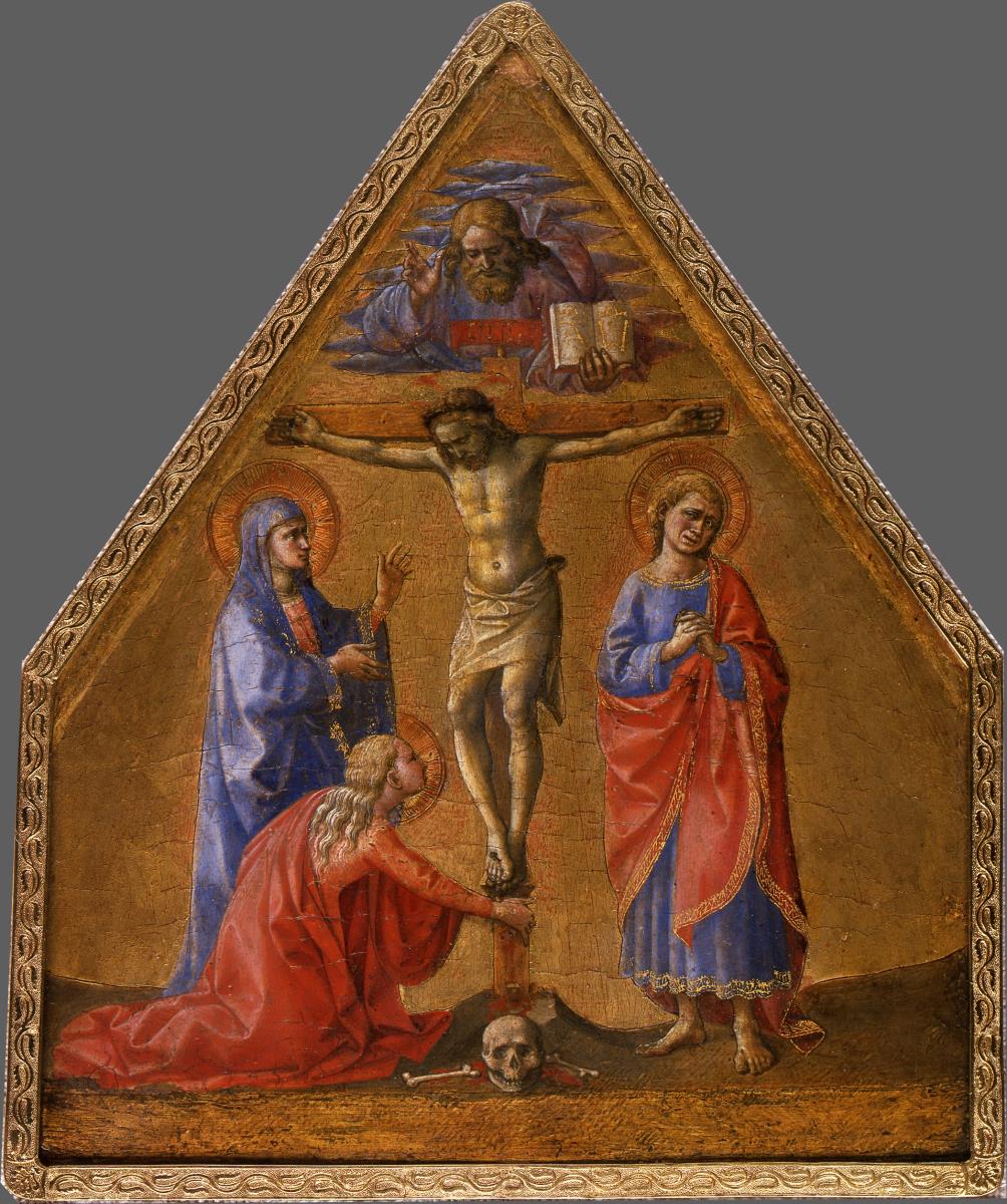Christus am Kreuz mit den Heiligen Johannes, Maria und Maria Magdalena