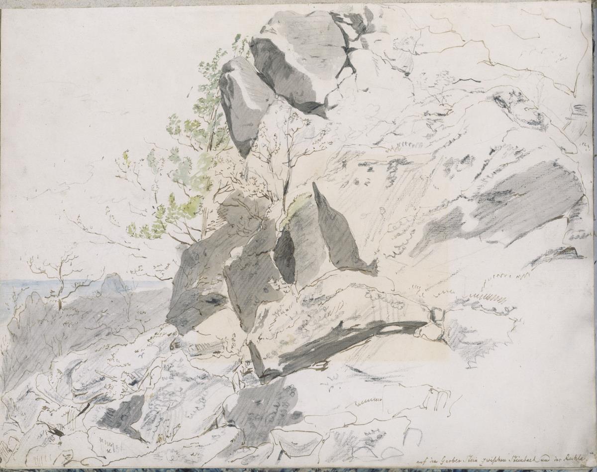 Felsen und Bäume am Wasser